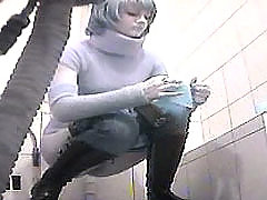 Spy cam planted in ladies' room brings its fruits voyeur video #3