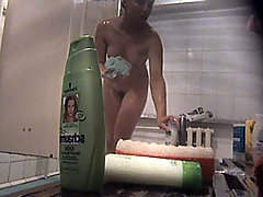 Sexy freshie with fine body washes her sexy curves voyeur video #1