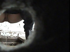 Look at three redneck dolls tinkling near spy cam voyeur video #2