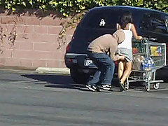 Hot brunette gets a surprise public popshot! voyeur video #3