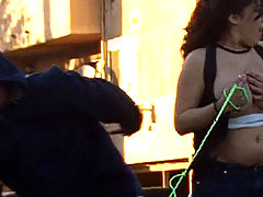 Cute girl at burger joint gets pantsed in public voyeur video #3