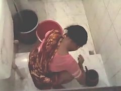 Mature aunty cought in her toilet voyeur video #3