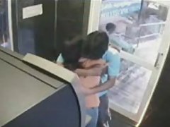 Couple having a fun in telephone buth voyeur video #3